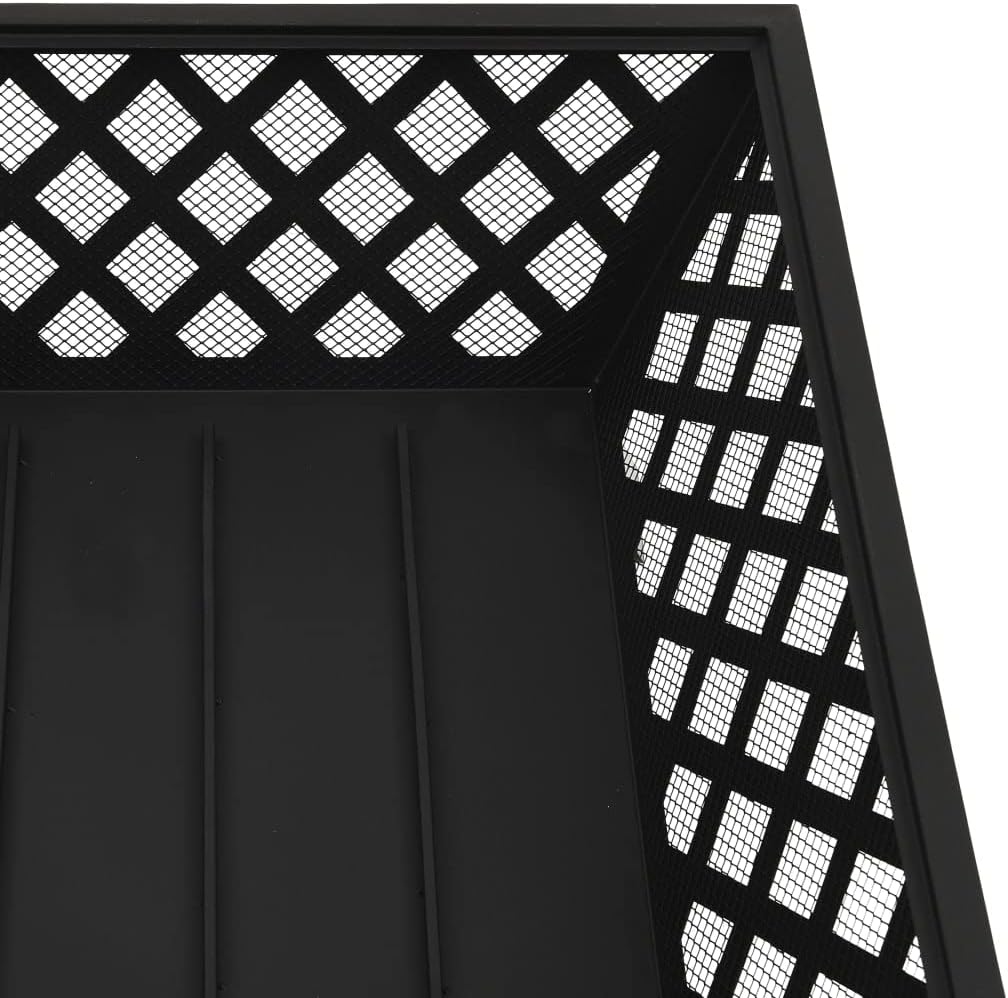 Outdoor Bonfire Pit,Firepit Grill Rack, Wood Burning Metal Fire Pit for Patio, with Spark Screen Cover and Poker for Backyard Garden Bonfire BBQ,25.2 Steel