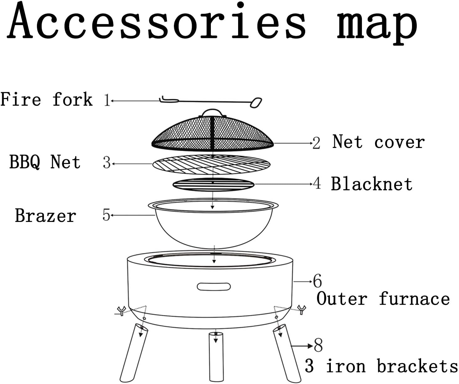 Outdoor Fire Pit Concrete Round and Wood Burning Fire Pit BBQ Grill Firepit Bowl Heaters with Grill Grate 3 in 1 Fireplace for Bonfire Barbecue in The Wild, White