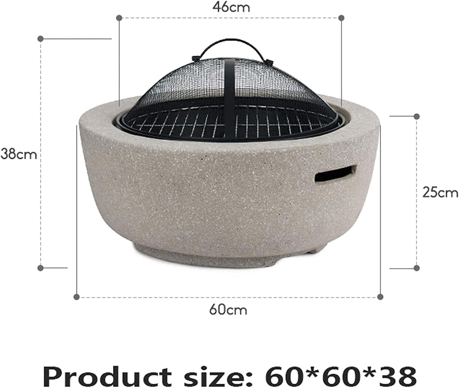 Fire Pit Outdoor Barbecue Grill,Fire Pit with BBQ Grill Shelf, Garden Patio Heater Charcoal Log Wood Burner Fire Bowl with an Edging of Artificial