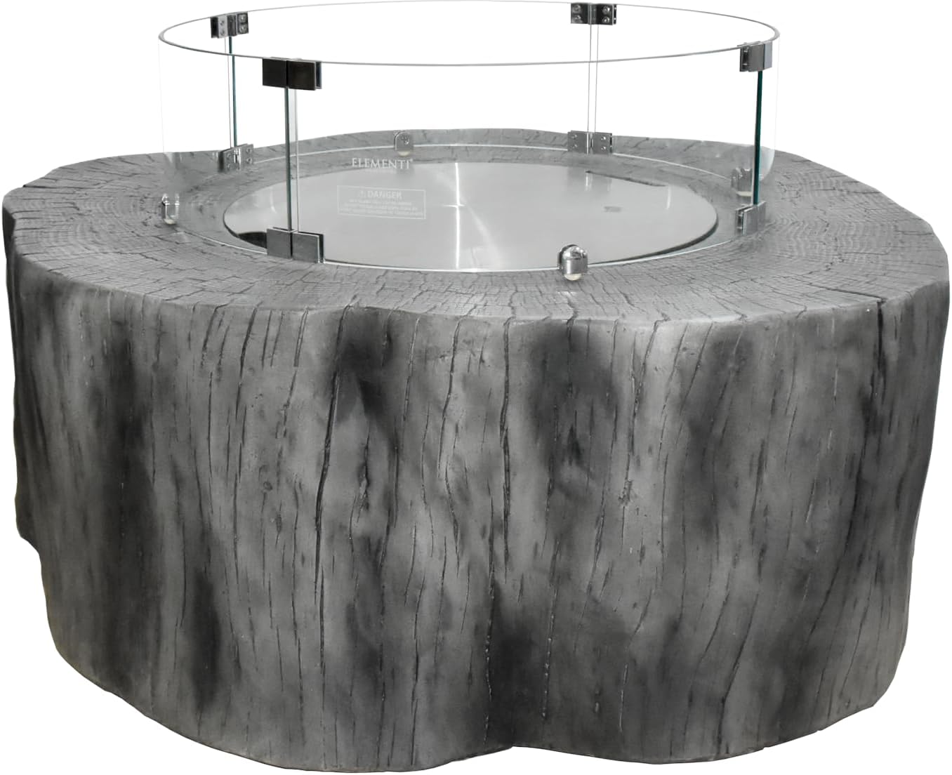 Elementi | Bundle Manchester Gas Fire Pit Cast Concrete Semi-Round Fire Table, Outdoor Fire Pit Electronic Ignition | Canvas Cover, Lava Rock Included | Classic Gray (Natural Gas)