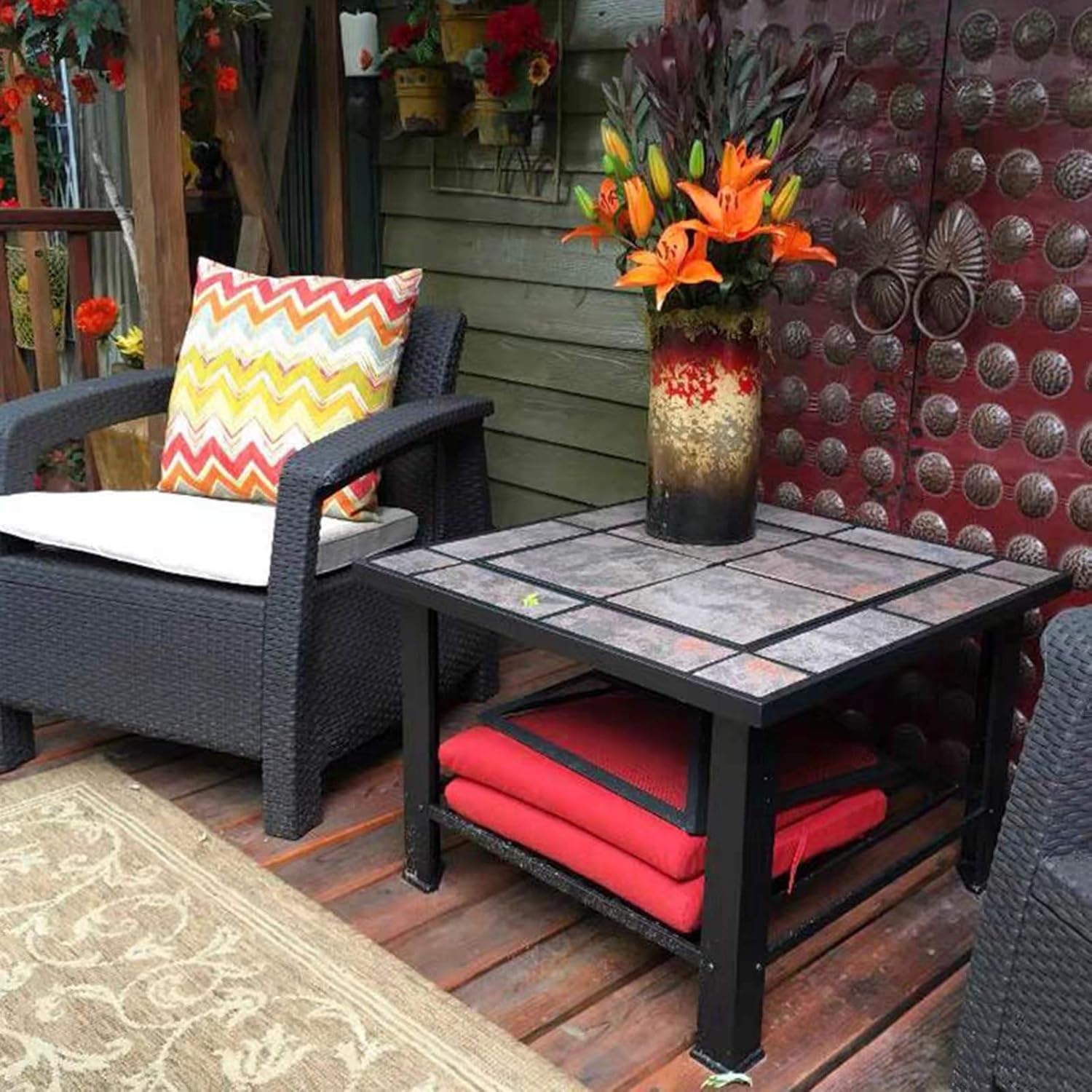 Outdoor Fire Pit Portable Campfire and Wood Brazier, Outdoor Garden Backyard Fireplace Barbecue Table Set, 79cm/29.9