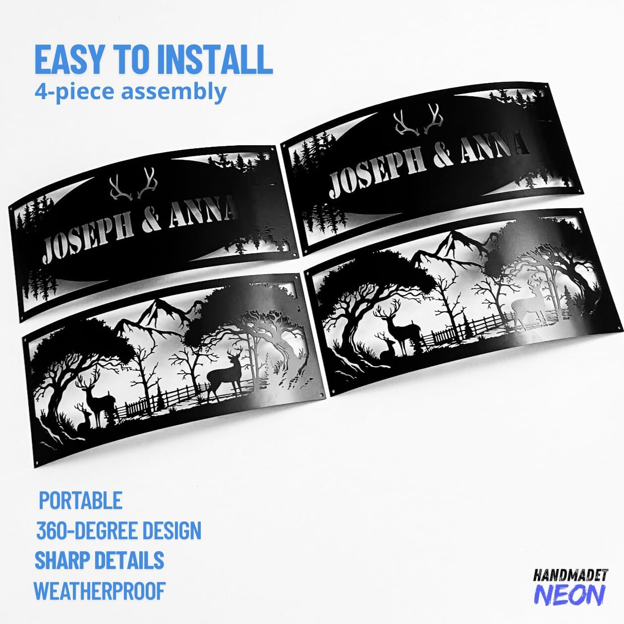 Personalized Wolf Fire Pit Ring Metal Custom Name 360 Degree Cutouts Wilderness Campfire Ring Stove Outdoor BBQs Backyard Camping Garden Decor Gifts Father's Day Campers