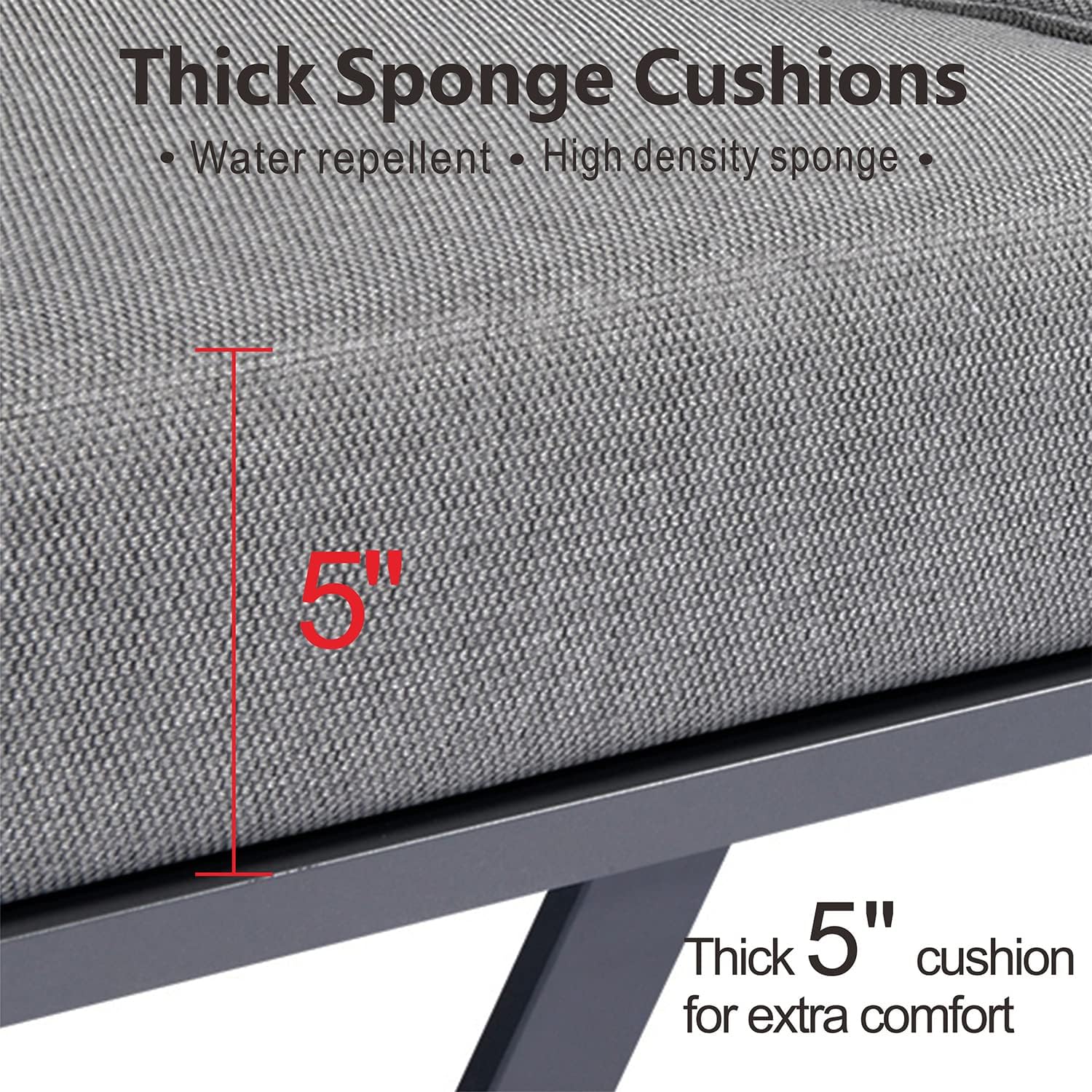 HOOOWOOO 5 Piece Outdoor Patio Furniture Set with Fire Pit,Aluminum Outside Modern Conversation Sofa,Weather Resistant Couch Seating with Table Cushioned Arm,Grey Stripe