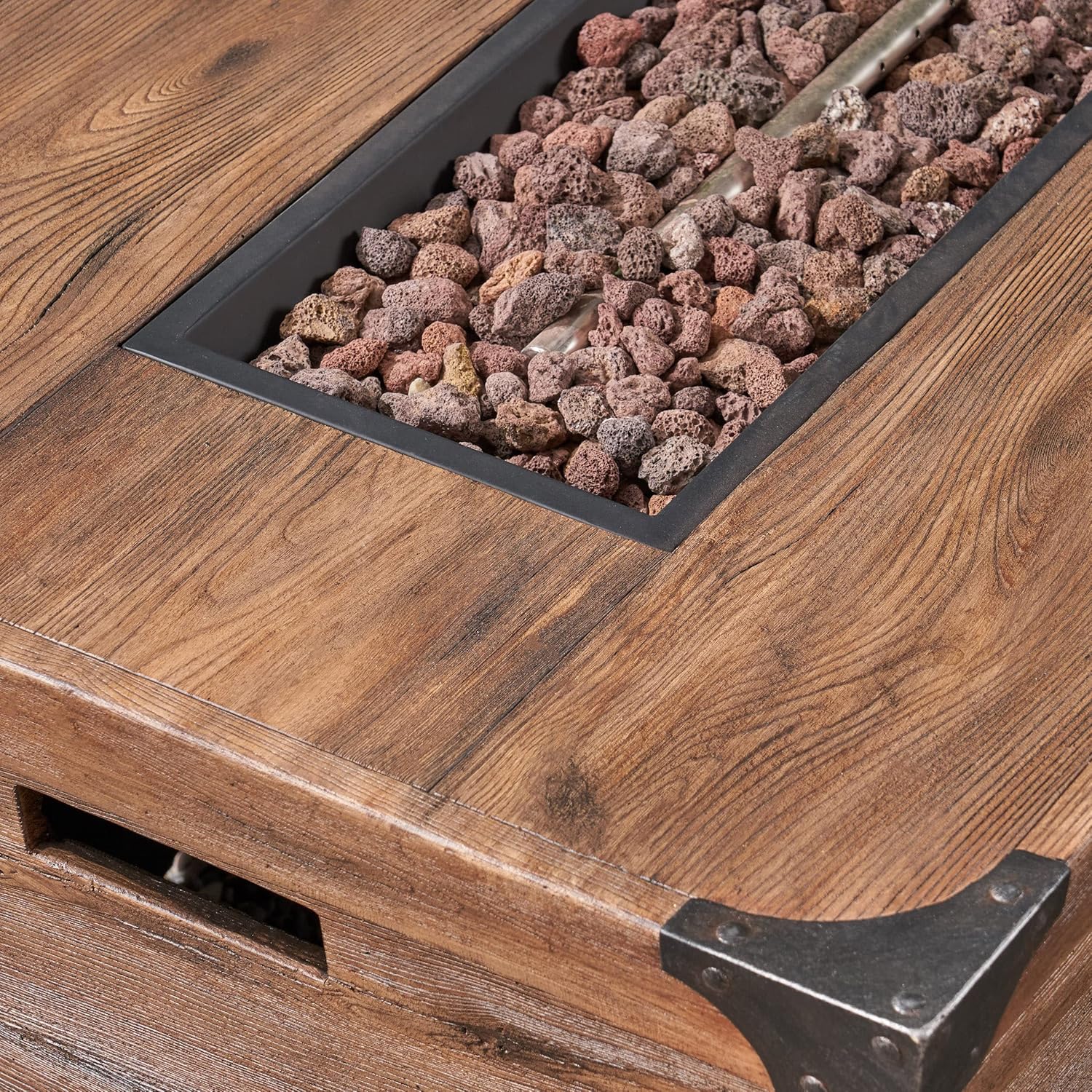 Christopher Knight Home Delany Outdoor 50,000 BTU Rectangular Fire Pit (No Tank Holder) - Lightweight Concrete - Brown