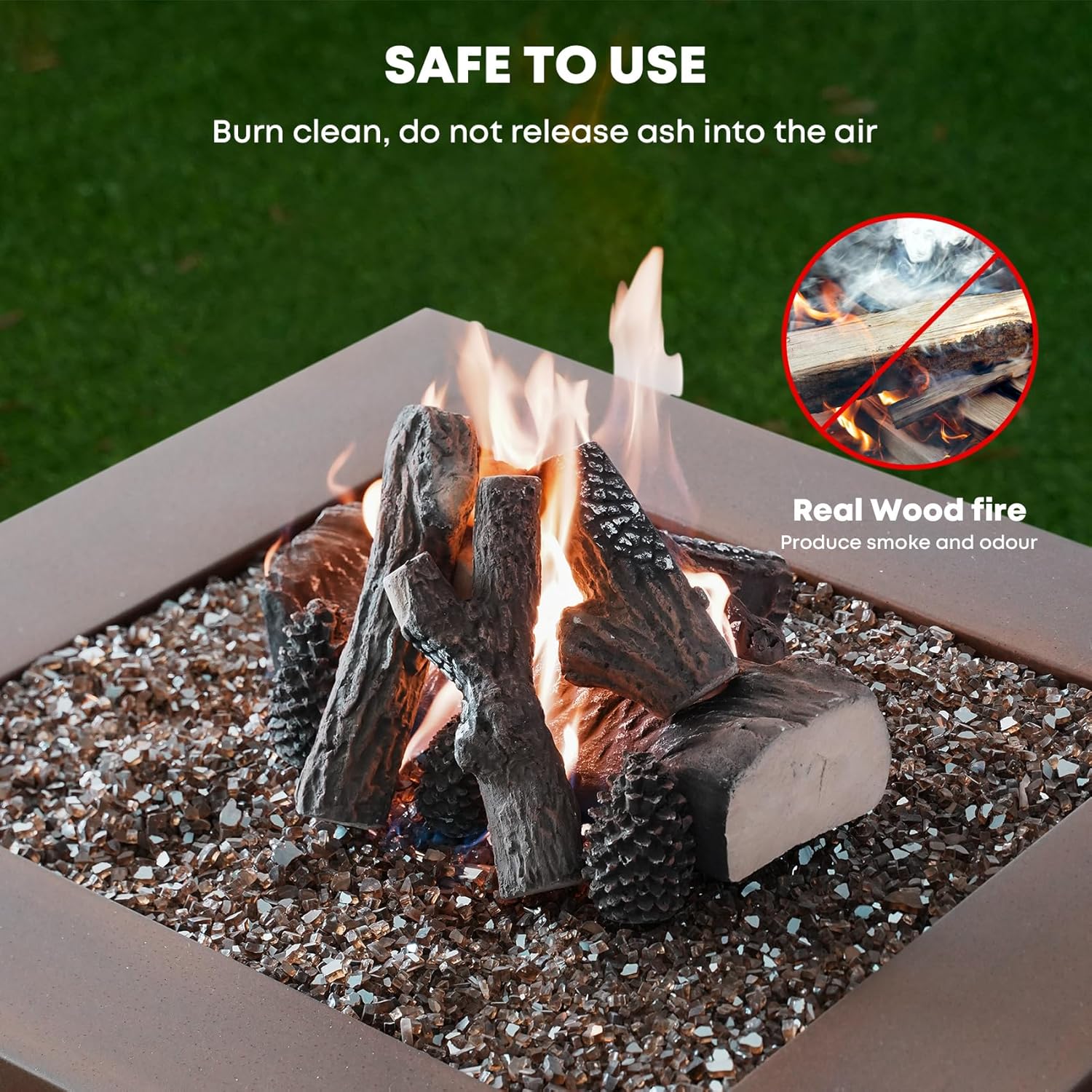 Stanbroil Large Ceramic Gas Logs, 9 Piece Set of Decoration Ceramic Wood Logs for All Types of Ventless, Gel, Ethanol, Electric, Gas Inserts, Propane, Indoor or Outdoor Fireplaces & Fire Pits