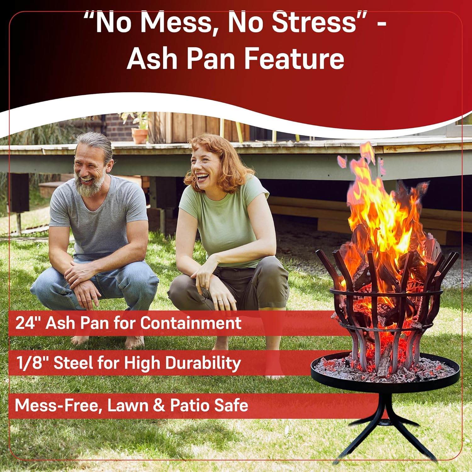 Grate Wall of Fire Tall Firepit – Heavy-Duty Self-Feeding Outdoor Fire Pit, 32½