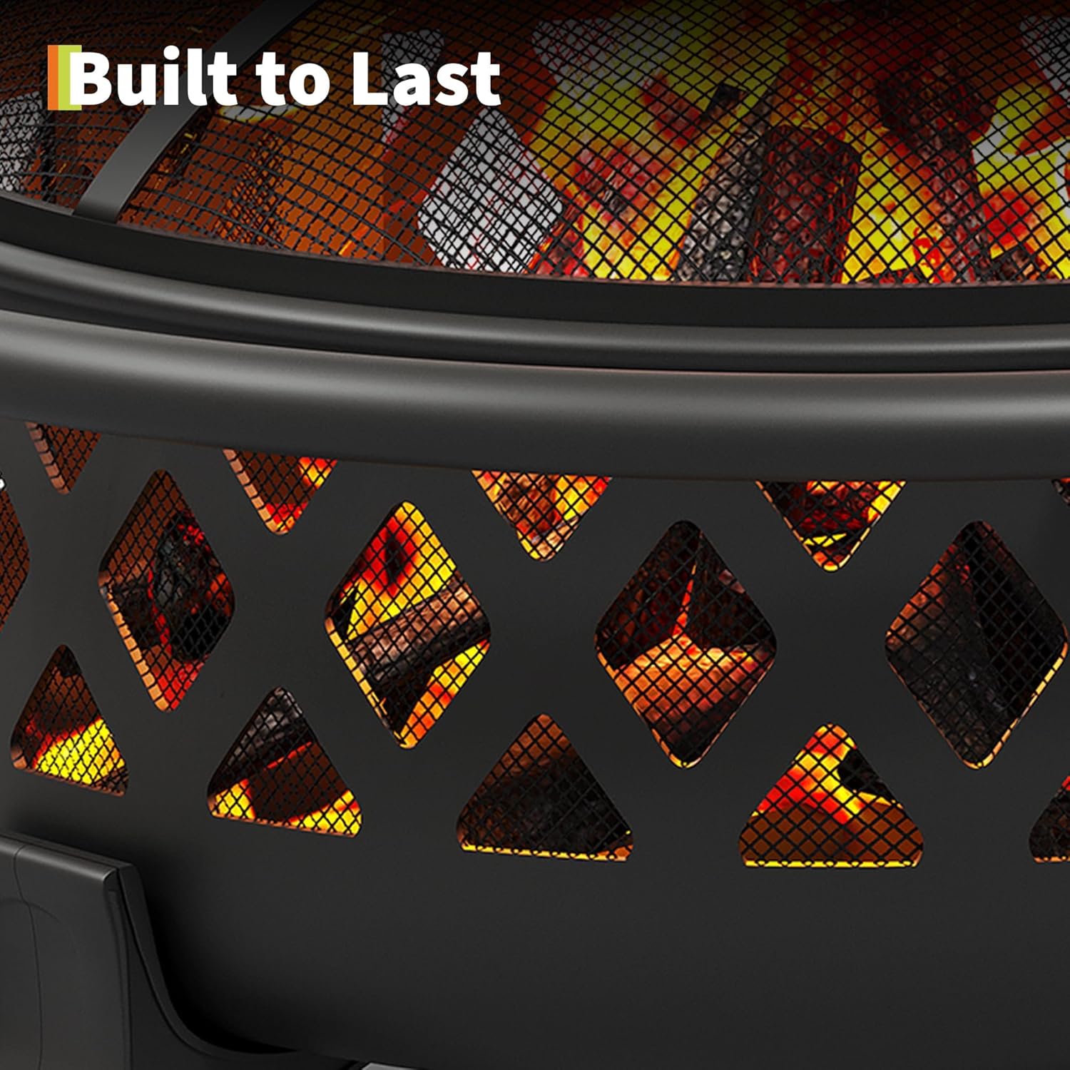 37 Inch Outdoor Fire Pit with Fireproof Lid & Poker, Heavy-Duty Cold-Rolled Steel Wood Burning Firepit for Backyard, Patio, Camping