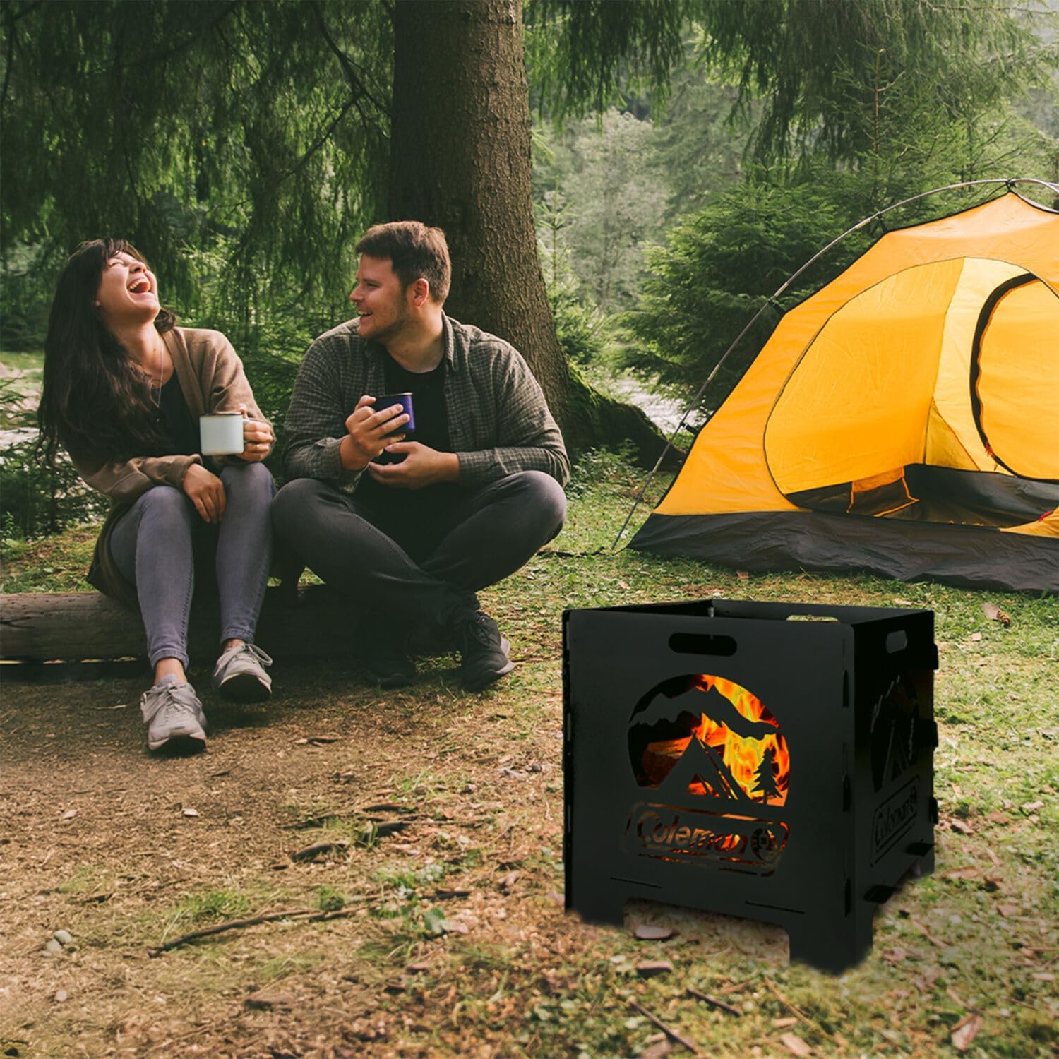 Coleman Pack-A-Way 20” Portable Fire Pit, Large Collapsible Wood Burning Fire Pit, Outdoor Accessory for Camping, Backyard, Deck & Patio, Black