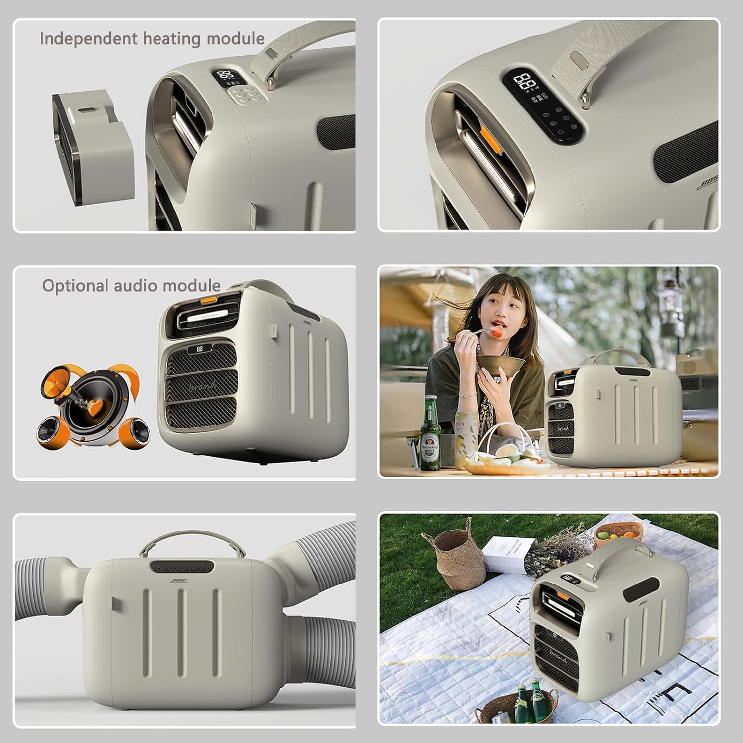 Portable Air Conditioner, Rv Air Conditioner, Cooling/Heating,500W Low Power Consumption, Timing,12V/24V DC,3 Wind Speeds