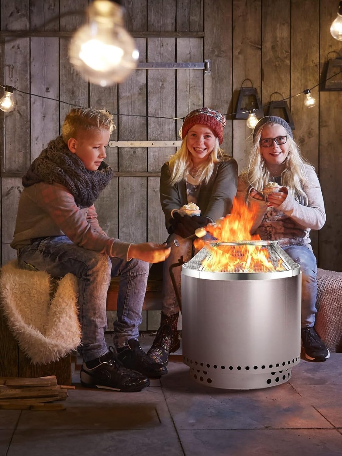 Stainless Steel Fire Pit Spark Screen, 15-27 Inch Mesh Cover, Heat-Resistant Dome Protector with Reinforced Crossbars (2-Generation Brazier Cover is 27 inches)