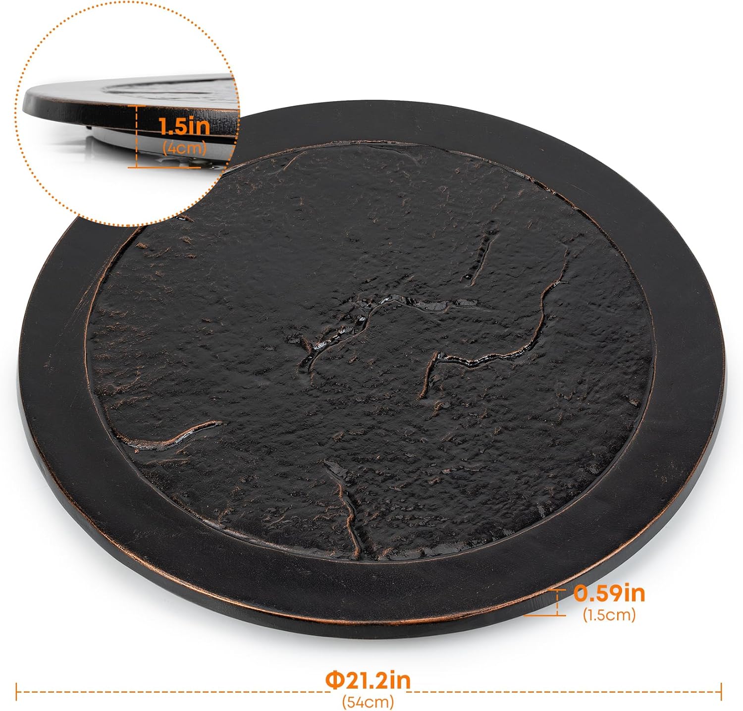 Stanbroil Cast Aluminum Fire Pit Lid, Rust-Free Lid for Outside Fire Pit or Table, Lazy Susan for Agio and TK Classics