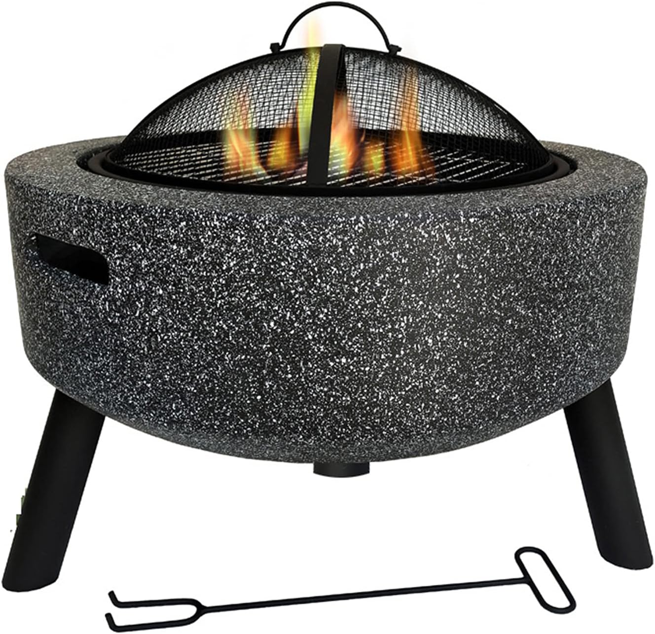 Wood Burning Fire Pit Backyard Patio Garden Fireplace BBQ Grill Bowl with Grill Grate 2 in 1 Fireplace for Bonfire Barbecue in The Wild for Camping Outdoor Heat, Black