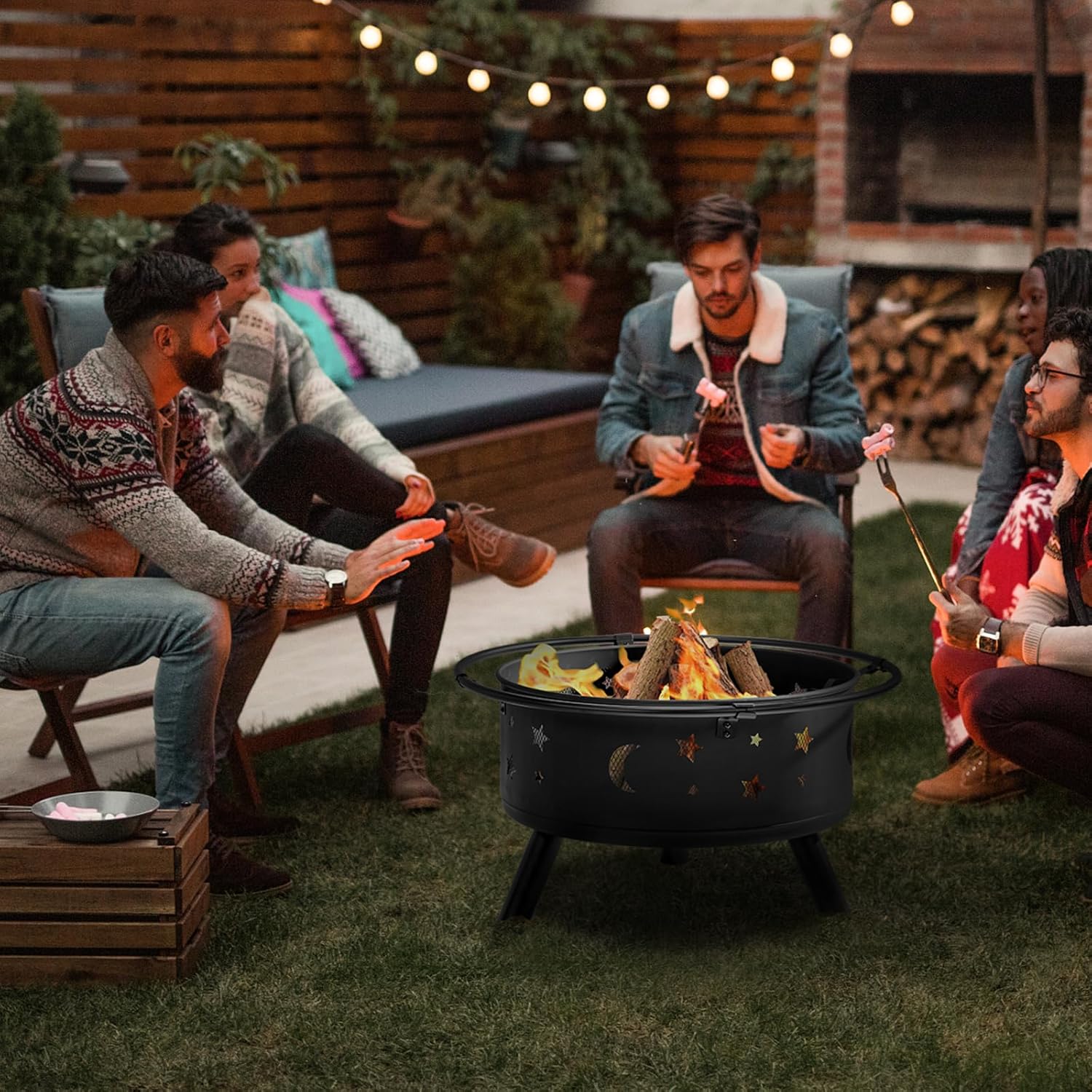 Outdoor Fire Pit with Grill,30