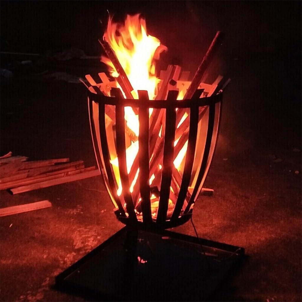 Campfire Stove with Chassis Firewood Stove, Outdoor Camping Party Large Wooden Campfire Stand Firewood Stove Charcoal Barbecue Grill