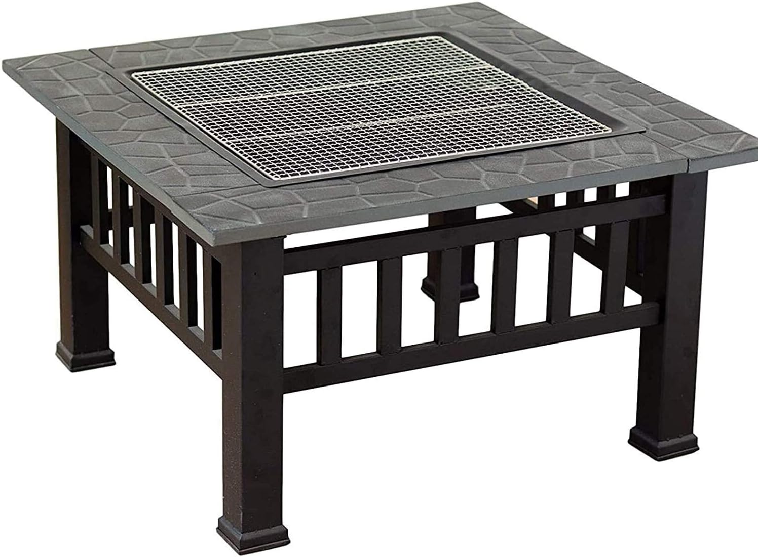 Fire Pits Outdoor Wood Burning Metal Square Firepit Patio Stove Grill Fire Pit Bowl