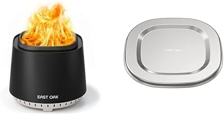 EAST OAK 17'' Fire Pit, Pitch Charcoal, with Lid