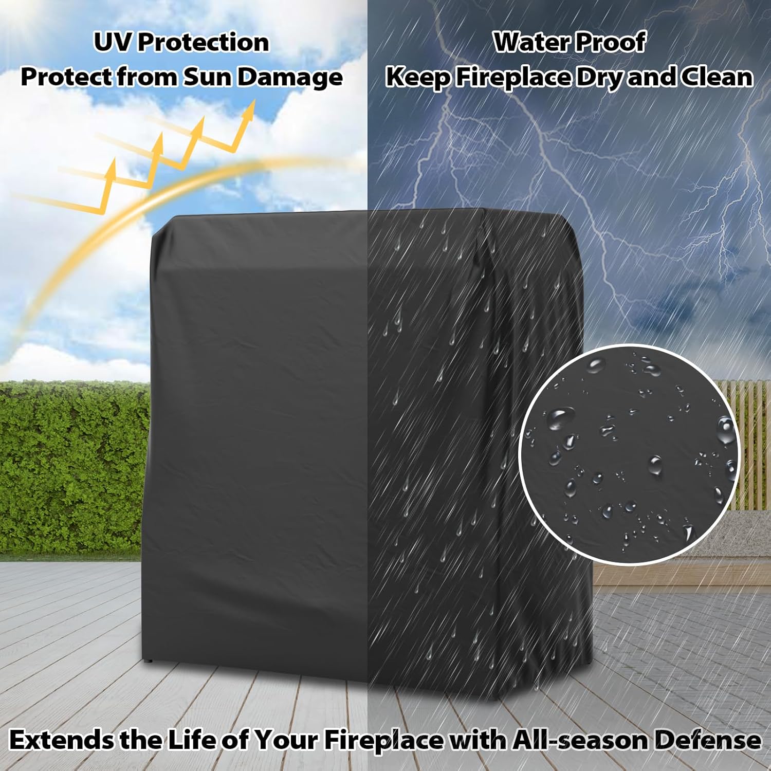 COOS BAY Outdoor Propane Fireplace Firepit, 50,000 BTU Adjustable Flame Chiminea Patio Heater with Tank Storage, Smokeless Gas, Ceramic Log, Modern Metal, 35.4''x22''x40.6'', Gray/Tan