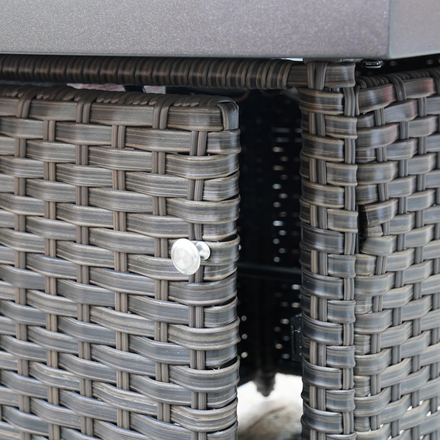 Fangflower Fire Pit Table 43 Inch, 50,000 BTU Outdoor Stainless Steel Propane Firepit with Lid/Lava Rock/Adjustable Flame for Patio, Garden, Backyard,Square, Black