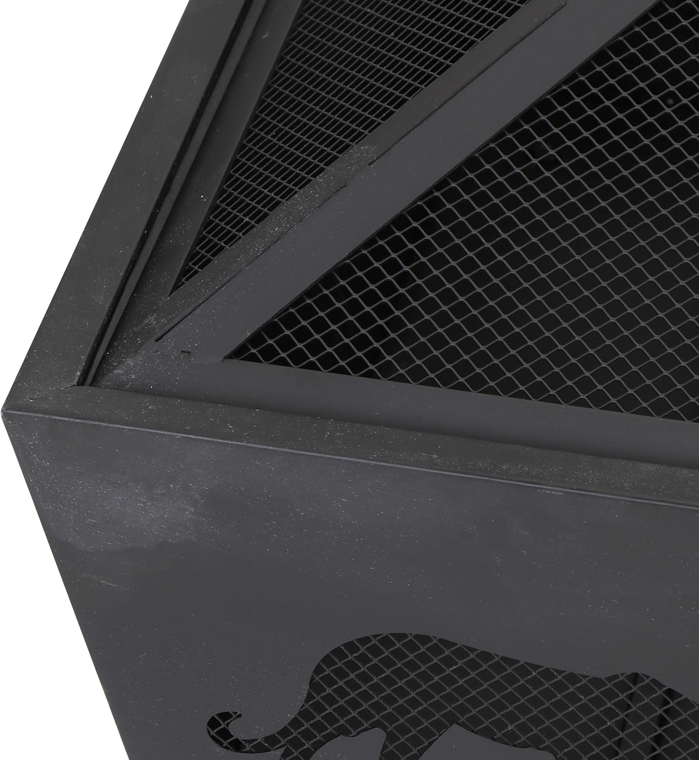 Nouva Wood Burning Fire Pit, Outdoor Metal Square Firepit Backyard Patio with Cover and Poker for Outside Yard Home Garden