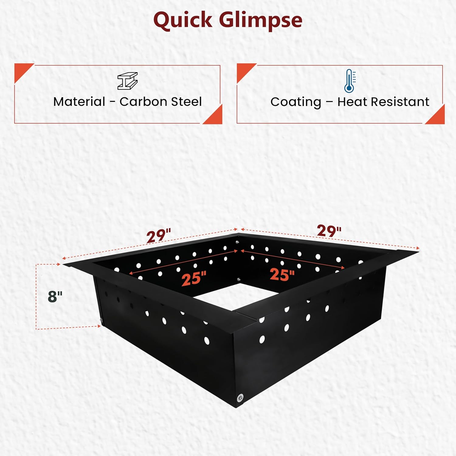 FEBTECH Smokeless Fire Pit Insert Square- 29
