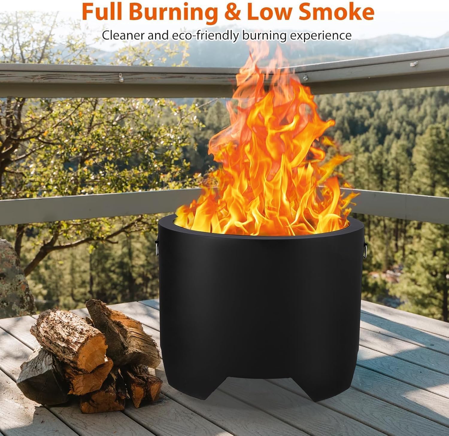 20 Inch Smokeless Fire Pit with Ash Pan - Portable Outdoor Wood Burning Fireplace, Lightweight 19lbs Stainless Steel for Backyard, Patio & Camping
