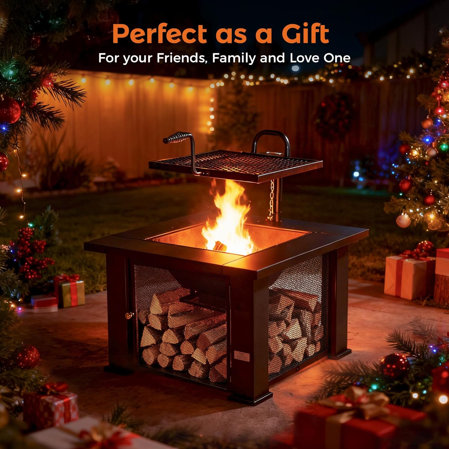 BALI OUTDOORS Fire Pit with BBQ, Outdoor Fire Pit for Wood Burning, Patio Firepits for Outside with Grill