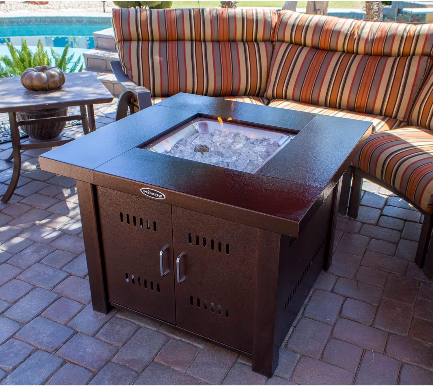 Misc Brown Hammered Bronze Fire Pit Square Steel