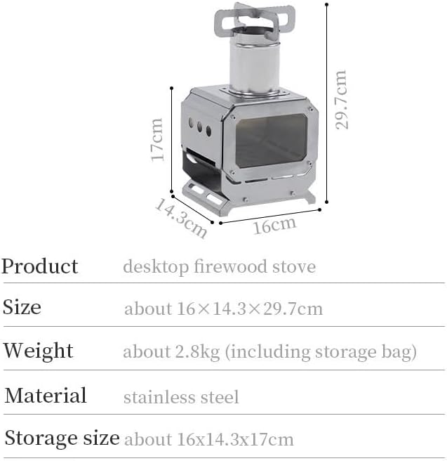 Outdoor Fireplaces Camping Desktop Wood Burning Stove Lightweight Stainless Steel Compact Portable Outdoor Hiking Backpack Cooking Firewood Fire Pits