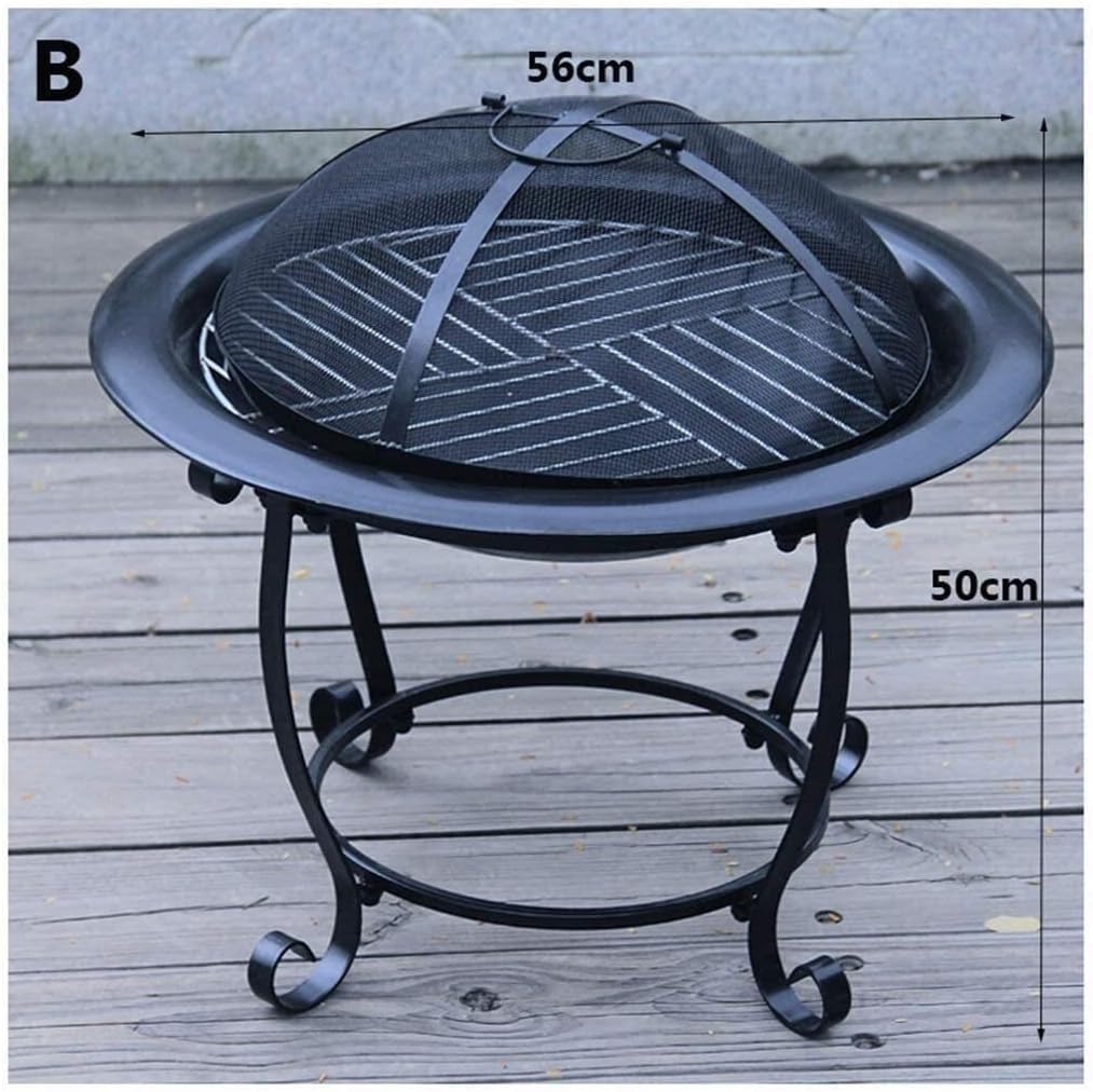 Outdoor Fire Pit BBQ Grill, Bonfire Pit Outdoor Fire Large Bonfire Wood Burning Patio Coal Grill Firepit for Outside Grill Charcoal Smokeless Grill with Spark Screen (Size : 50 * 56CM) ()