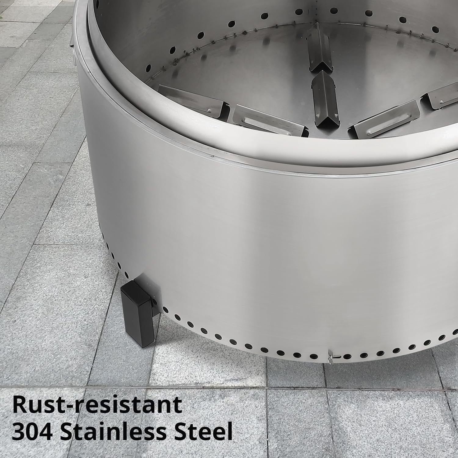 Portable Smokeless Firepit for Wood Burning, Removable Ash Base, Stainless Steel, Outdoor Fire Pit with Stand and Carrying Handel for Camping or Backyard Party