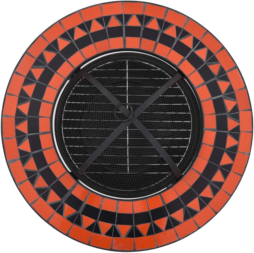 Mosaic Fire Pit Table, Outdoor Patio Wood Burning Fireplace, 26.8