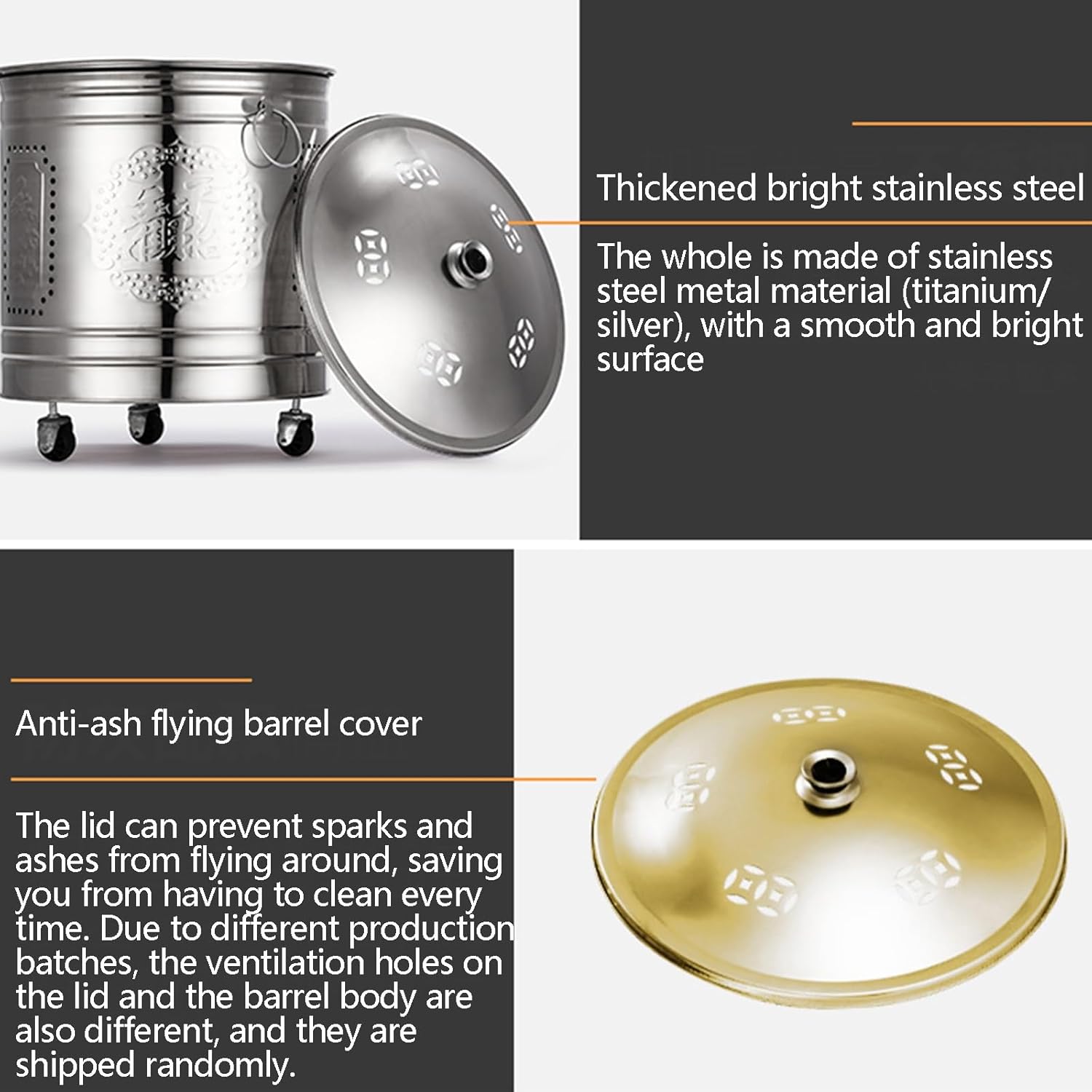 Stainless Steel Outdoor Smokeless Incineration Barrel for Paper, Leaf, Trash - Garden Burn Barrel & Fire Pit