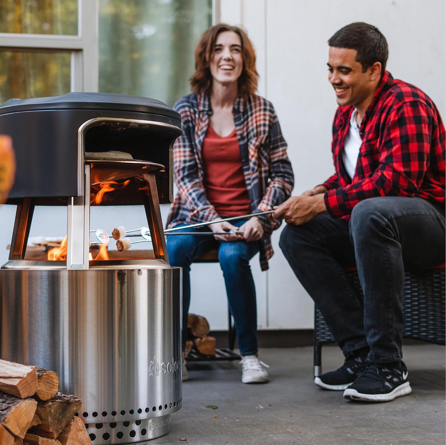 Solo Stove Bonfire Pi Fire | Pizza Oven Accessory for Bonfire Fire Pit, Incl. Carry Case & Cordierite Pizza Stone, Wood Burning Assembly, Stainless Steel, (H x Dia): 16.9 x 19.3 in, 19.6 lbs