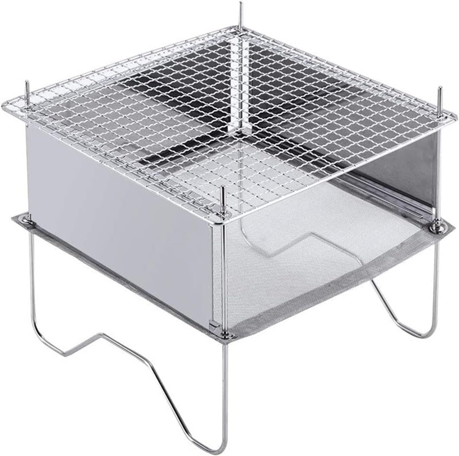 Grills Outdoor Camping Stove Stainless Steel Folding Bonfire Barbecue Burning Firewood Stove Mini Fire-Pit Portable Picnic Stove