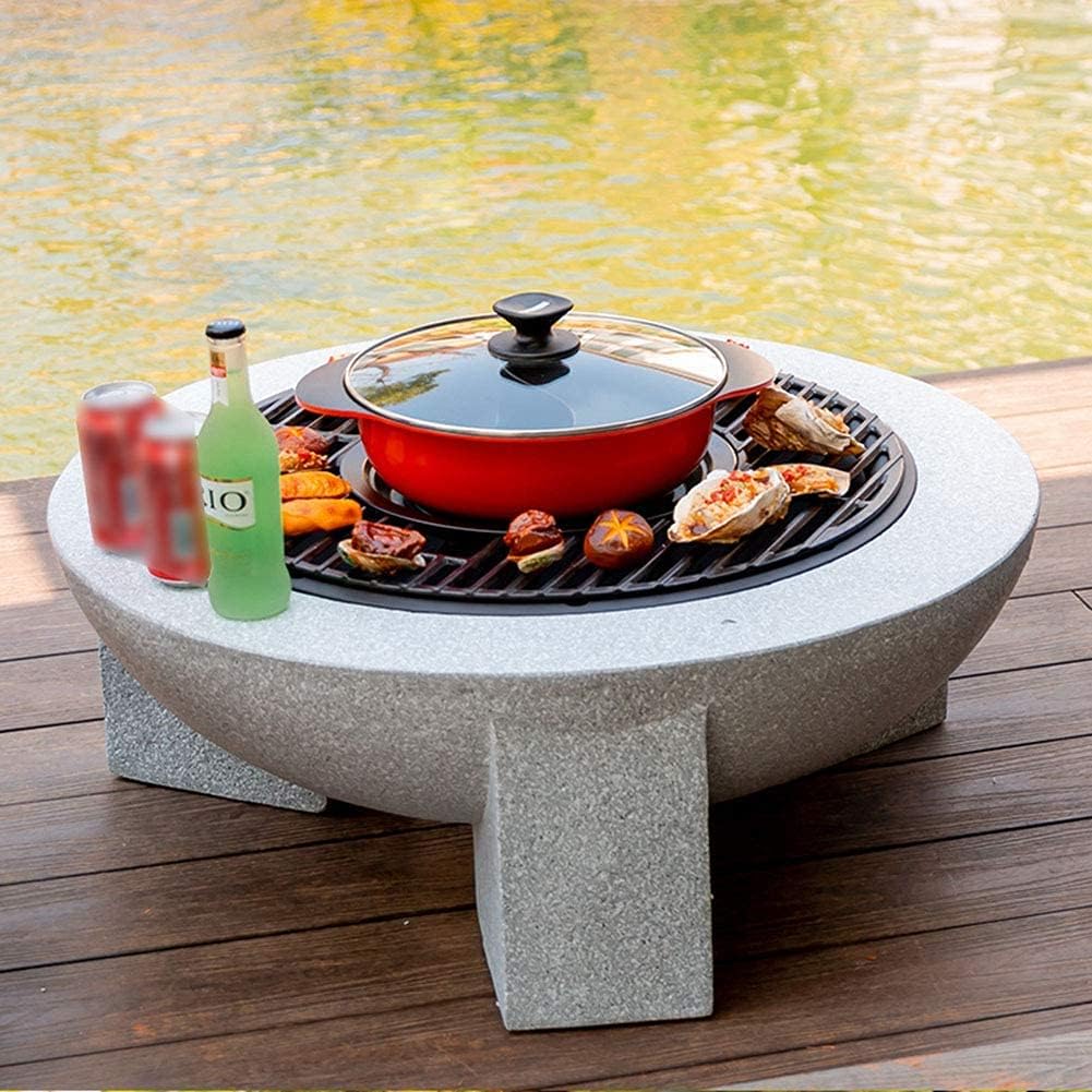 Small Firepit, Fire Bowl for Garden and Patio, Fire Pit with BBQ Grill Shelf Includes Grill Grate for Use as a BBQ Pit, Fire Bowl Out of Steel with an Edging of Artificial Stone 75 40cm