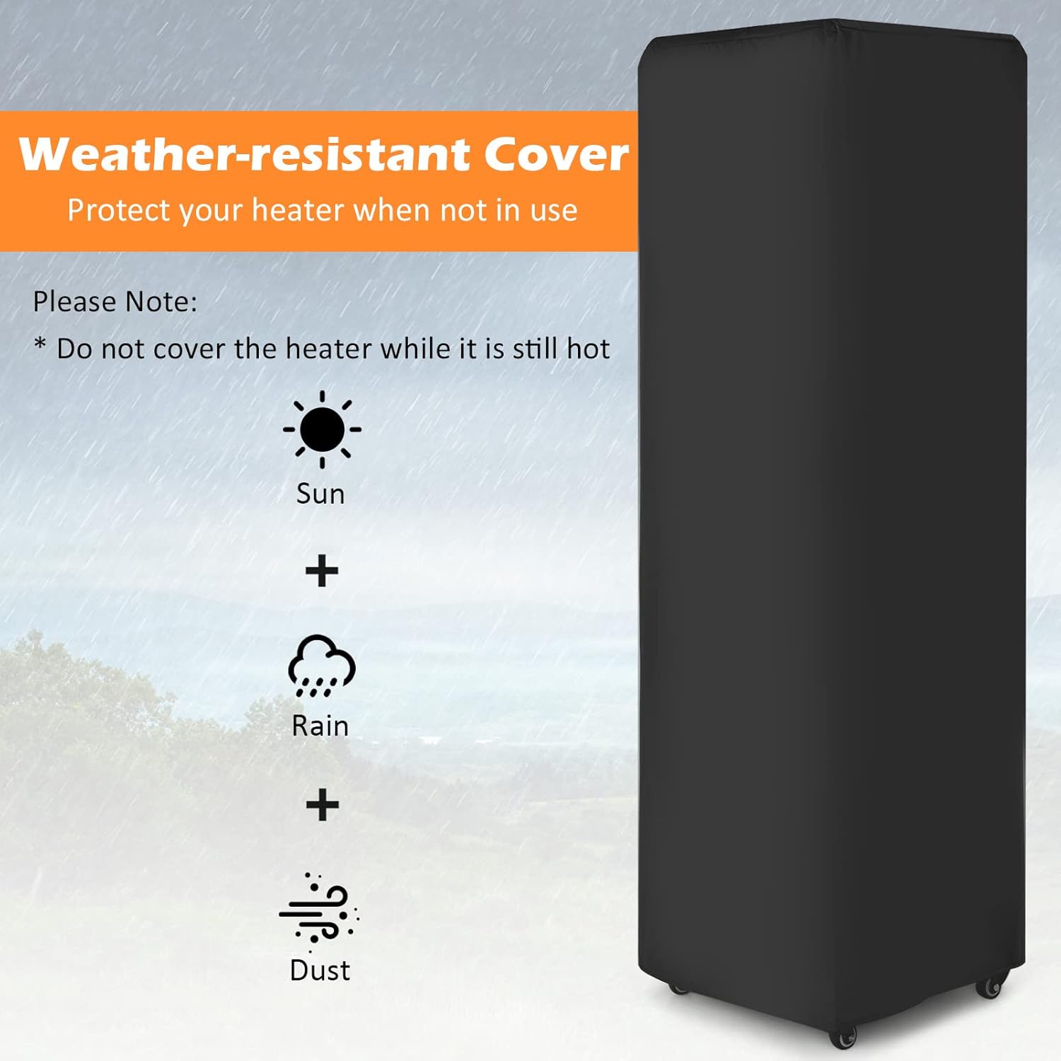 Tangkula 41,000 BTU Propane Patio Heater with Waterproof Cover, Outdoor Heater with Lockable Wheels, Adjustable Feet, Tempered Glass Tube, Suitable for Garden Porch Patio Deck (Black)