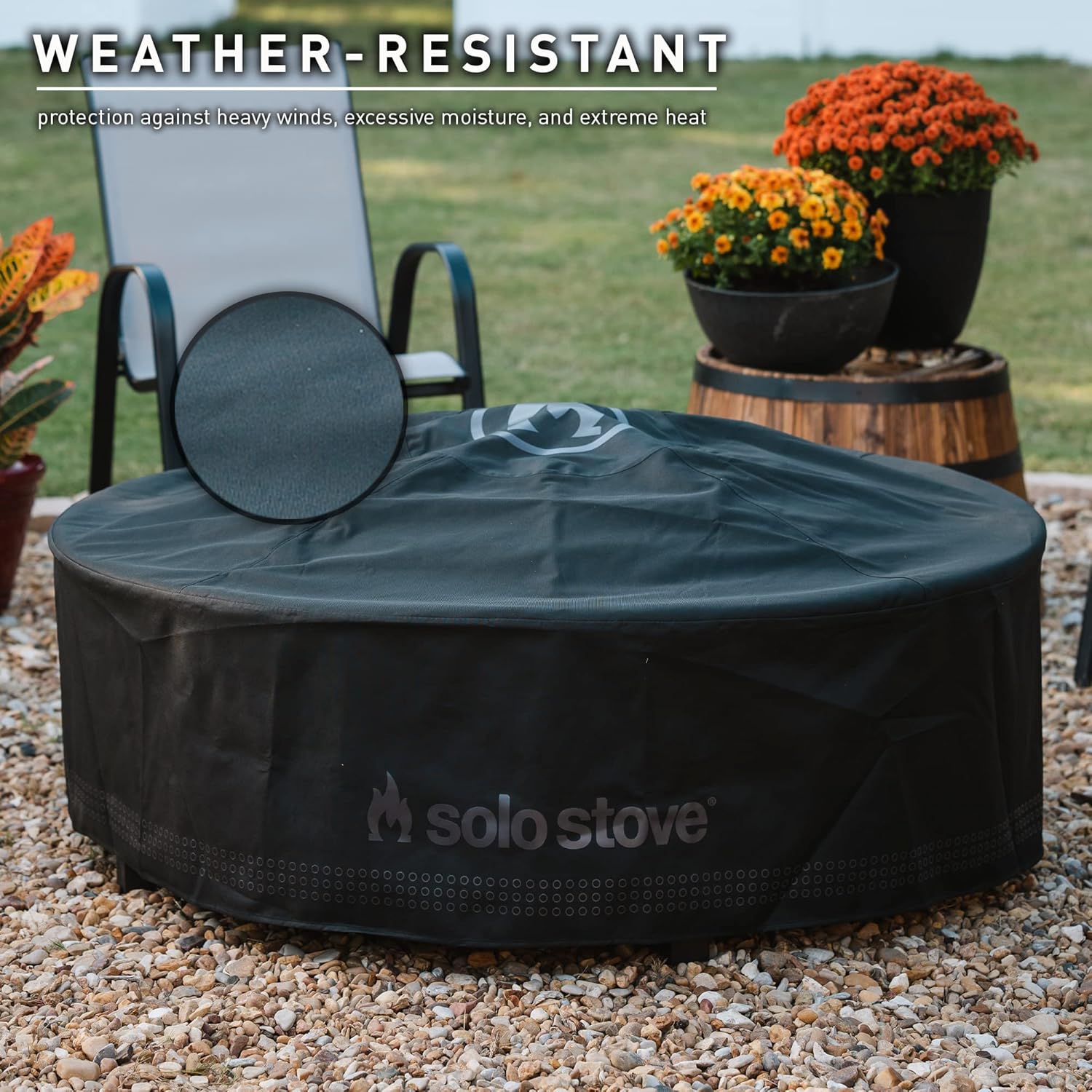 Solo Stove Surround Shelter Small | Protective Cover for Fire Pit Surround Table, Weather-Resistant, Solution Dyed Acrylic/PVC Backing/Aluminum Support Stays, Dims (HxDia): 20.8 x 42.5 in, Black
