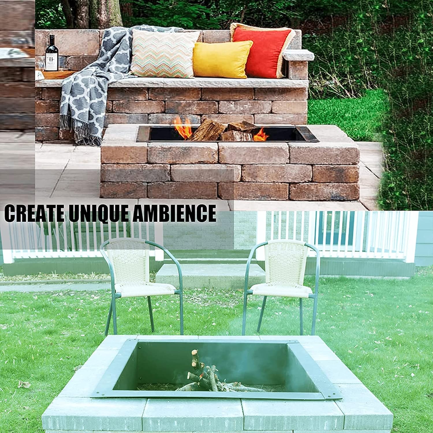 Simond Store Square Fire Pit Ring Insert - Powder Coated 2MM Carbon Steel 29