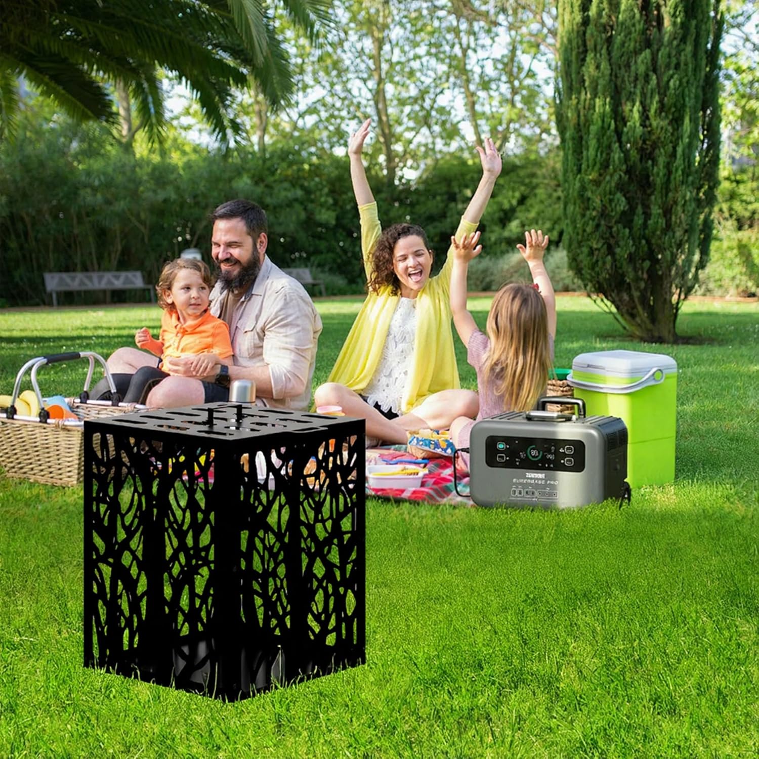 Burn Barrels for Outside, Square Carbon Steel Firepit, Heavy Duty Outdoor Incinerator Drum 22 Inch Burn Cage for Paper, Leaves, Trash & Wood (Black, 21