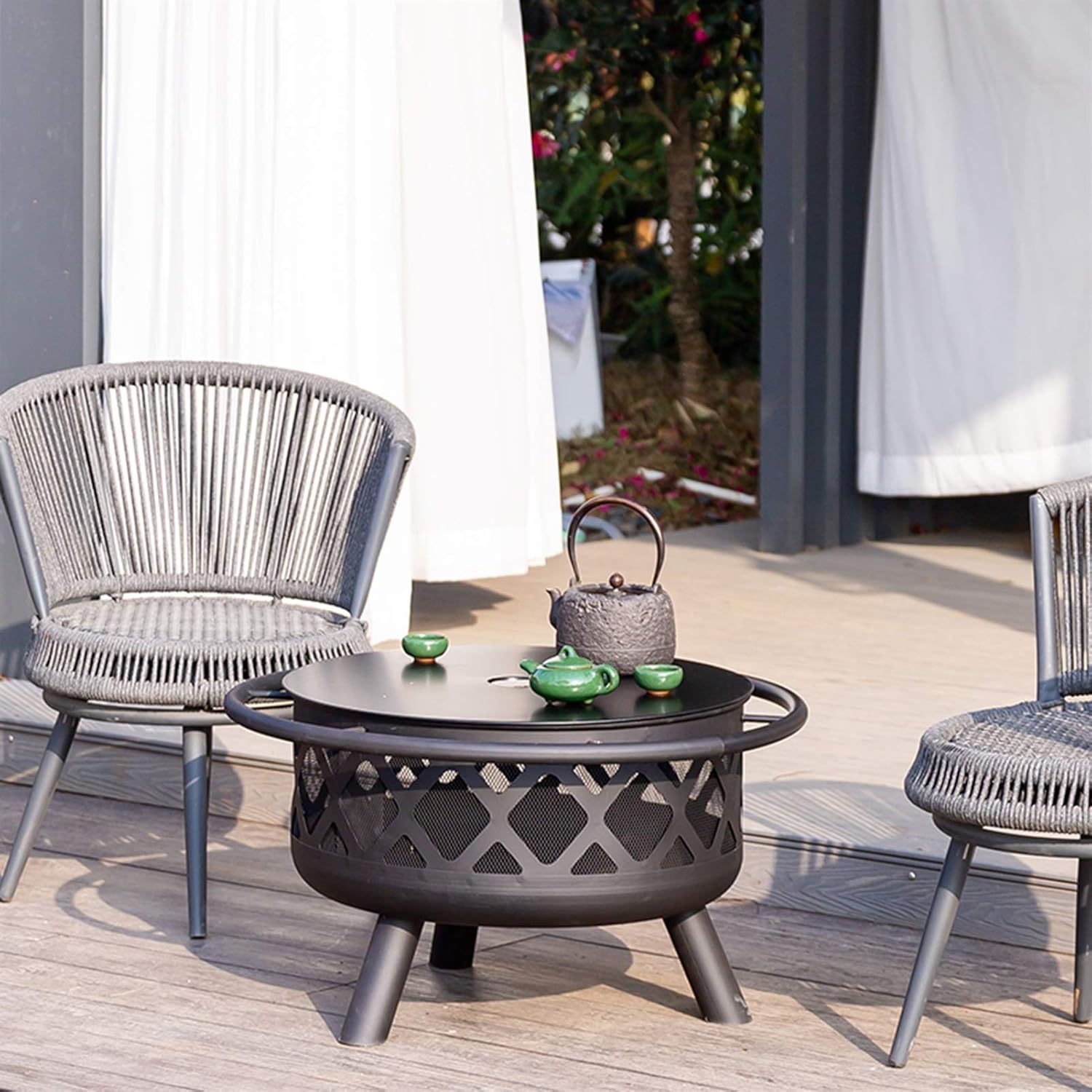 Fire Pits Outdoor Portable Bonfire Pit, European Style Cooking Fire Pit, Garden Gifts for Neighbors