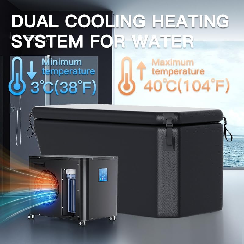 Water Chiller 1HP Ice Bath Chiller for Cold Plunge Tub with WiFi Remote Control Cooling Heating Function 260Gal Aquarium Chiller Fish Tank Cooler for Athletes Fitness Recovery (Black, 1HP)