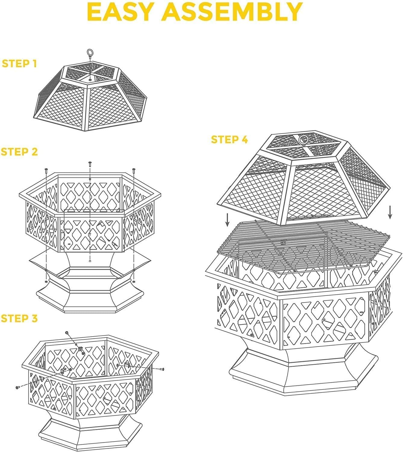 Large Retro Fire Pit,Black Cast Iron Brazier Heater,Multifunctional Camping Bowl BBQ,for Backyard,Camping,Picnic,Bonfire,Garden