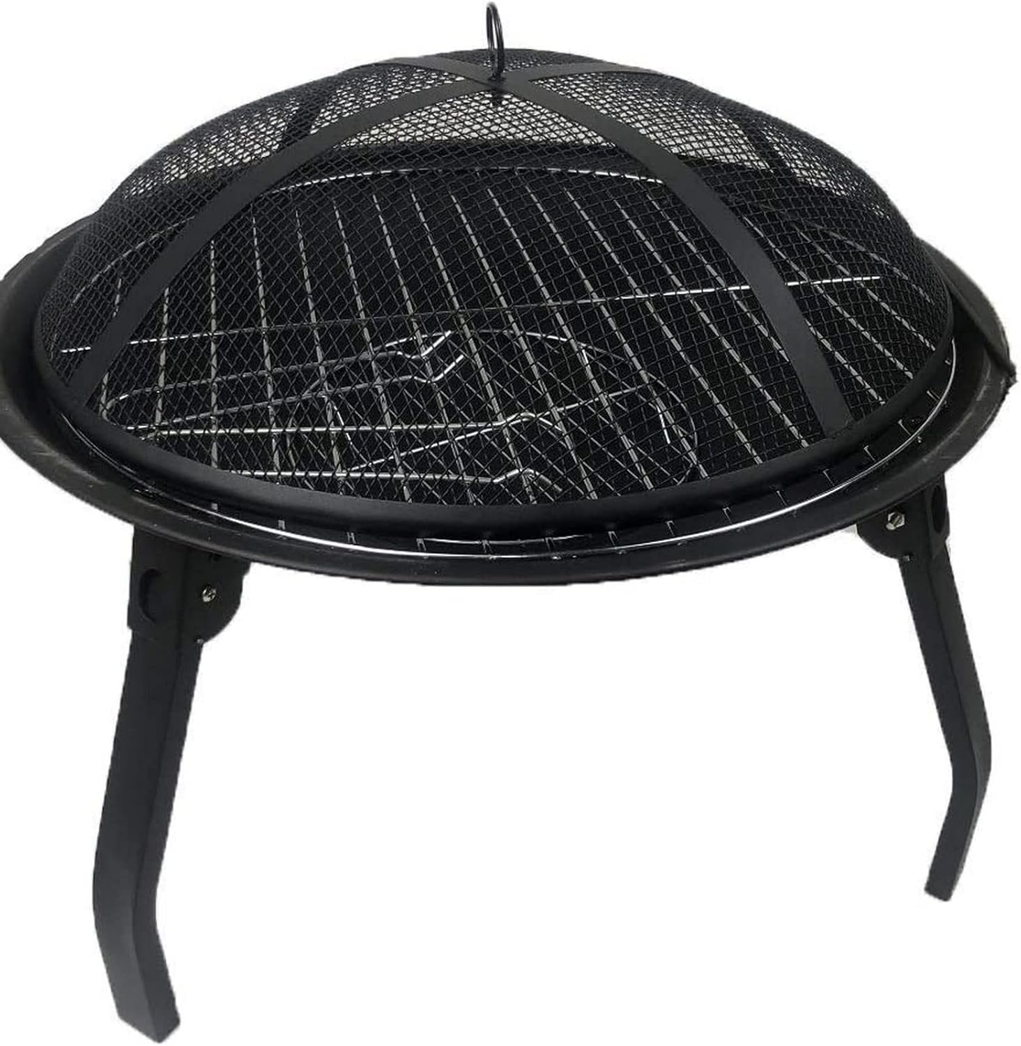 Garden Fire Pit Grill Bowl Grill Barbecue Rack Fire Pits Bowls,Large Wood Burning Cast Iron with Grill and Lid Outdoor Firepit for Log Burning Firepits and Firebowls Heater Outside Camping