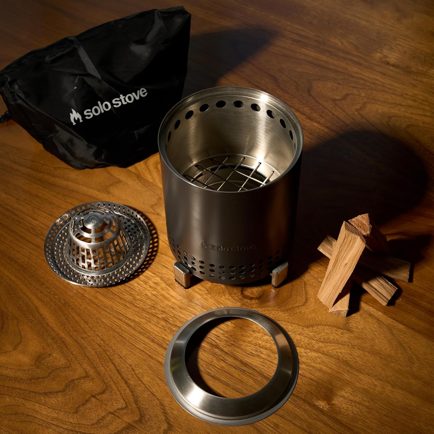 Solo Stove Mesa, 5.1 Inch Tabletop Fire Pit with Stand - Smokeless, Stainless Steel Fire Pit for Camping, Outdoor & Patio- Wood Burning or Pellet Fueled Portable Bonfire, 1.4lbs, Stainless Steel