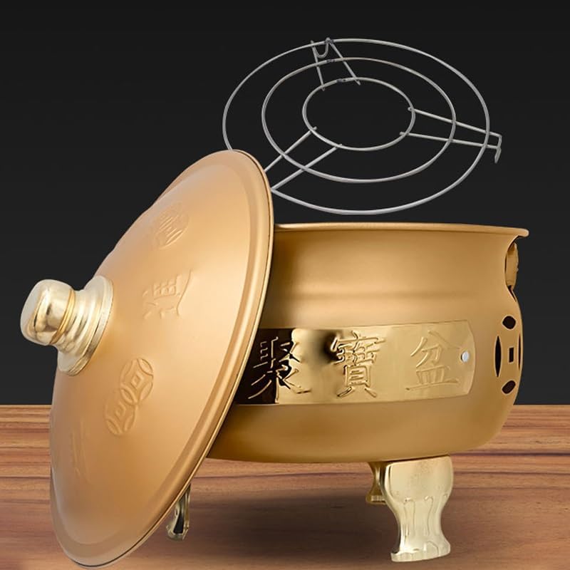 Fire Pit, Burn Cage, Garden Incinerator, with Lid and Handle, Trash Burning Containers, Burn Barrels for Outside, for Patios, Decks and Backyards(Gold)