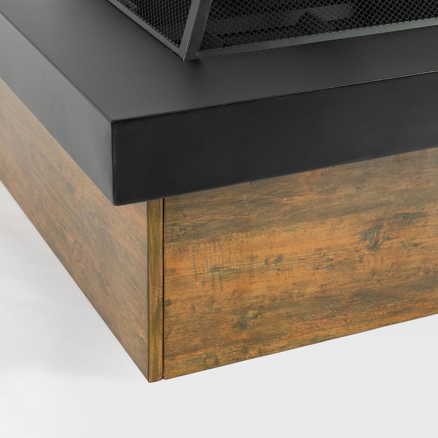 36-Inch Iron Wood Burning Fire Pit Table, Outdoor Bonfire Bowl with Cross Weave Design, Durable Steel Construction & Airflow Holes, Easy Assembly Patio Fire Pit for Backyard, Garden & Camping