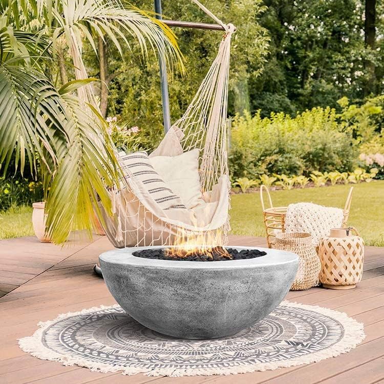 Prism Hardscapes Moderno 6 Concrete Gas Fire Pit, Pewter, 39-Inch (Fuel Type: Propane)