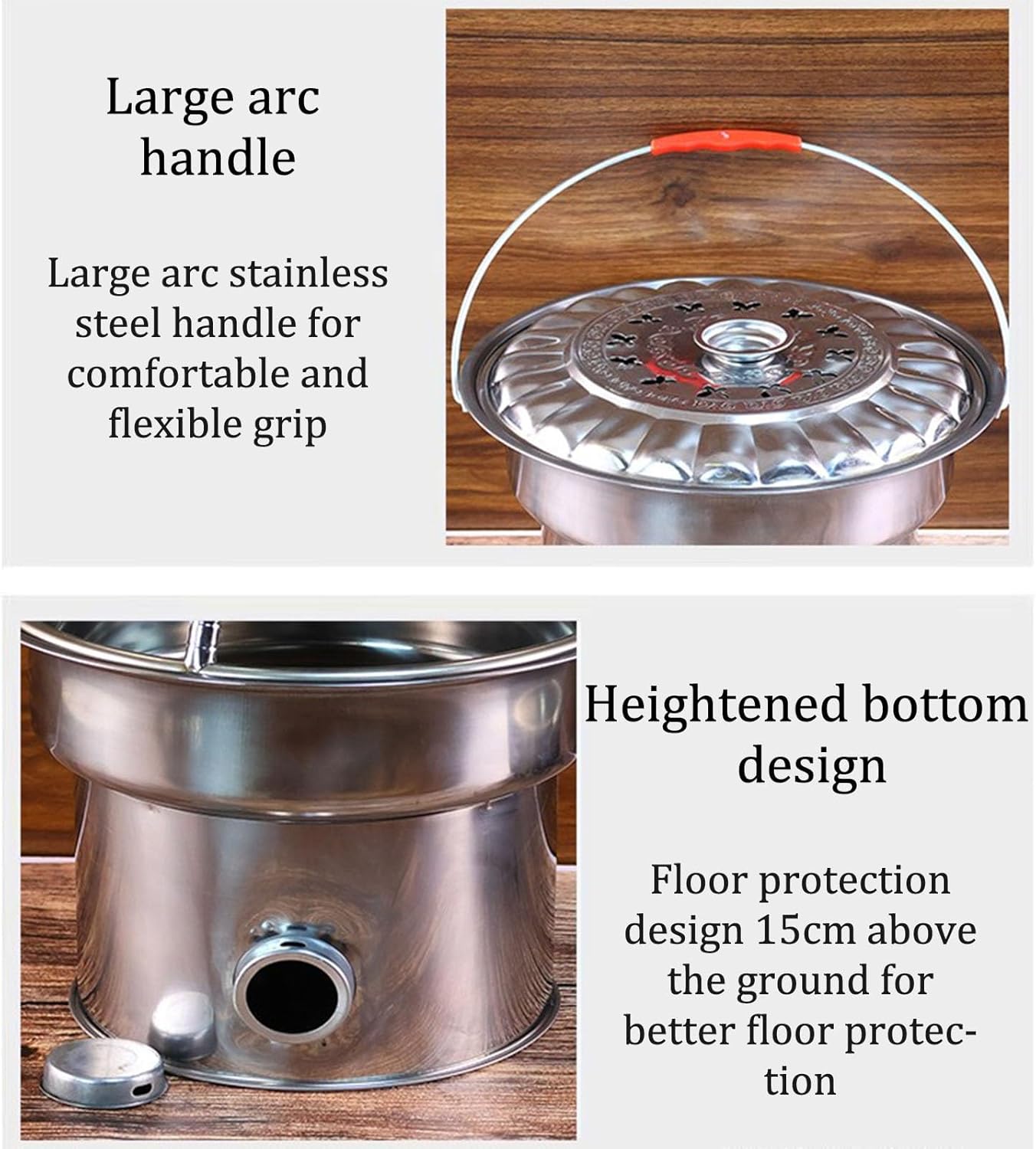 Thicken Incinerator Metal Burn Barrel Portable Campfire Stove with Lid Burn Barrel for Outside Fire Pot Wood Burning Fire Pit for Home and Garden.(with Grill)