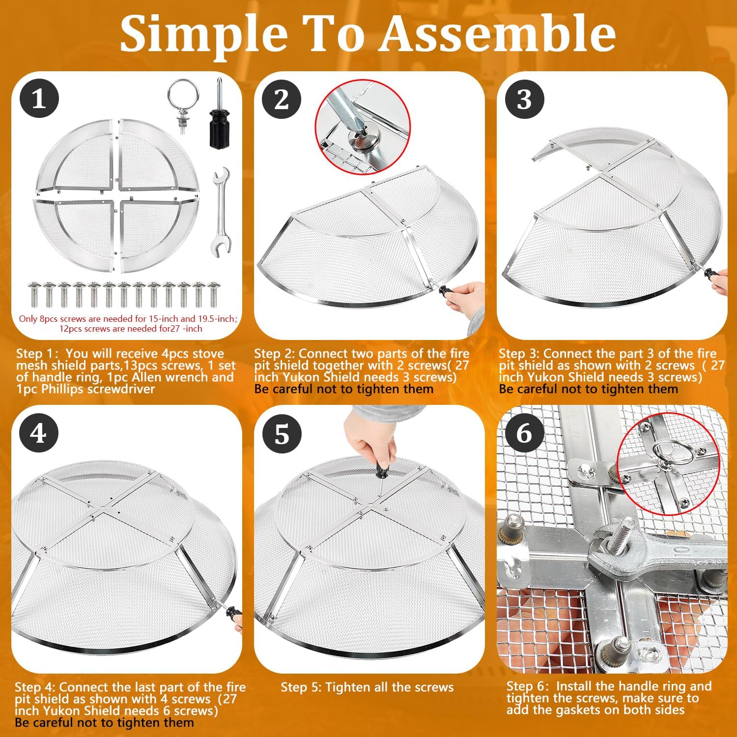 Fire Pit Spark Screen for Solo Stove Yukon Shield 27 Inch,Stainless Steel Spark Protector Mesh Screen for Solo Yukon,Fire Pits Top Screen Accessories Spark Cover Guard Outdoor Heavy Duty-Silver