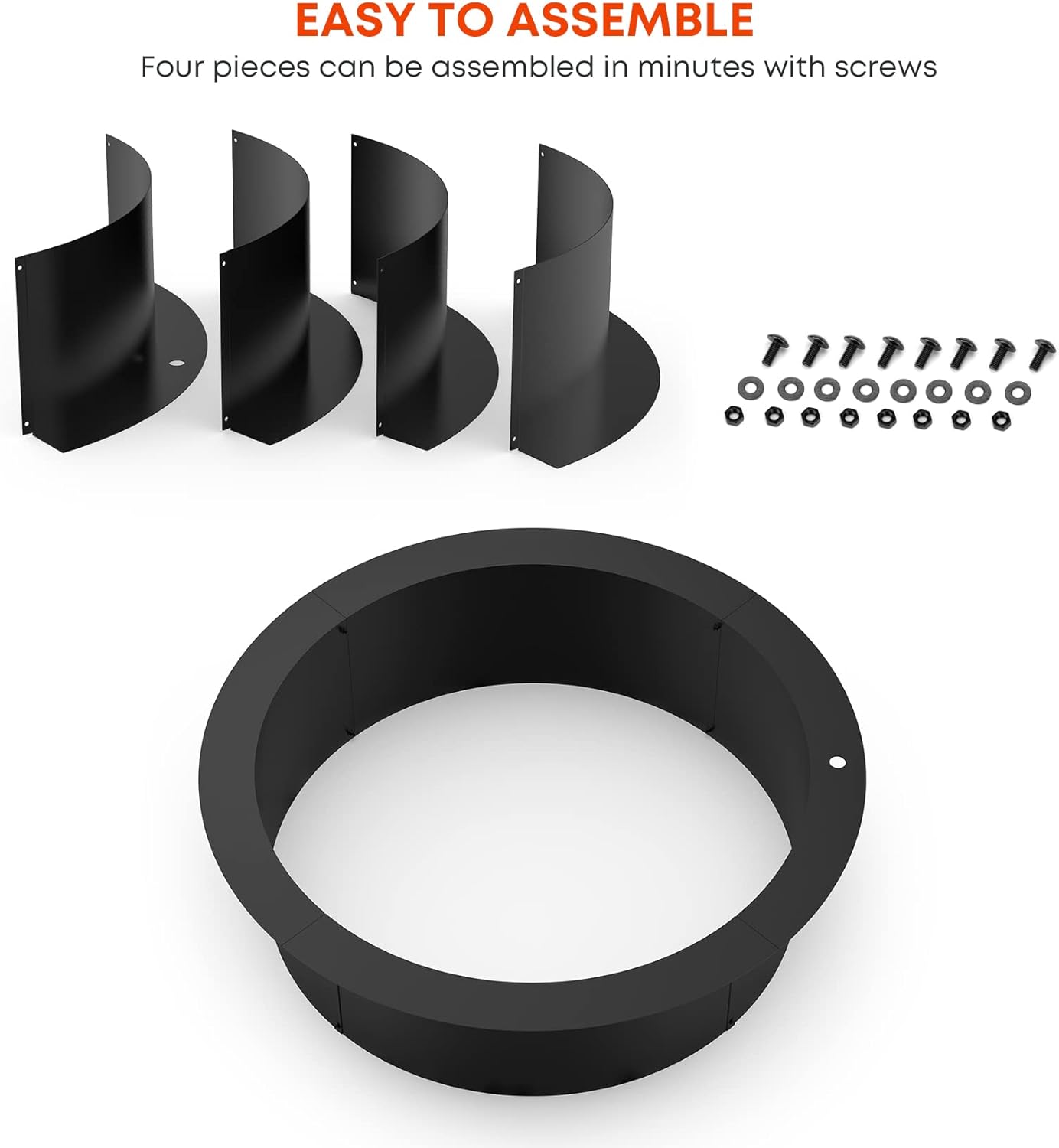 Stanbroil Outdoor Fire Pit Ring 36 Inch Outer/30 Inch Inner Diameter, 2mm Thickness Steel Round Wood Burning Firepit for Outside, DIY Fire Ring Liner Insert for Above or In-Ground Backyard Bonfire